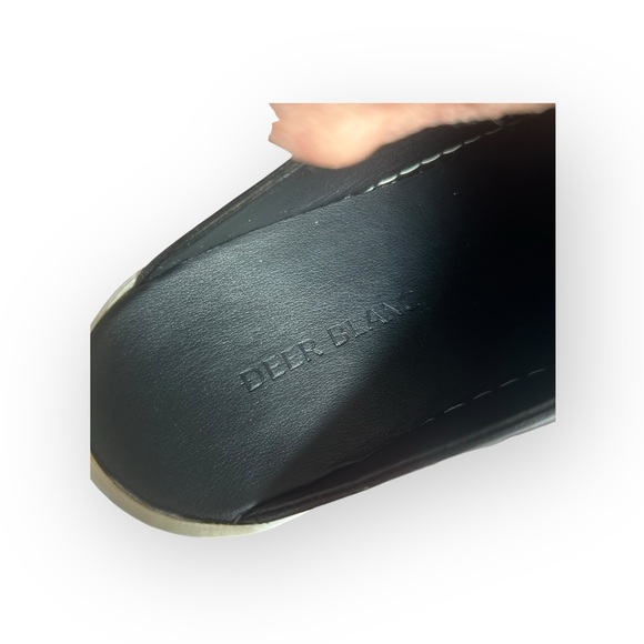 Black Leather Gold Toe Mules Sz 5.5 - Picture 9 of 10